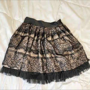 F21 Black and Beige Lace Mini Skirt